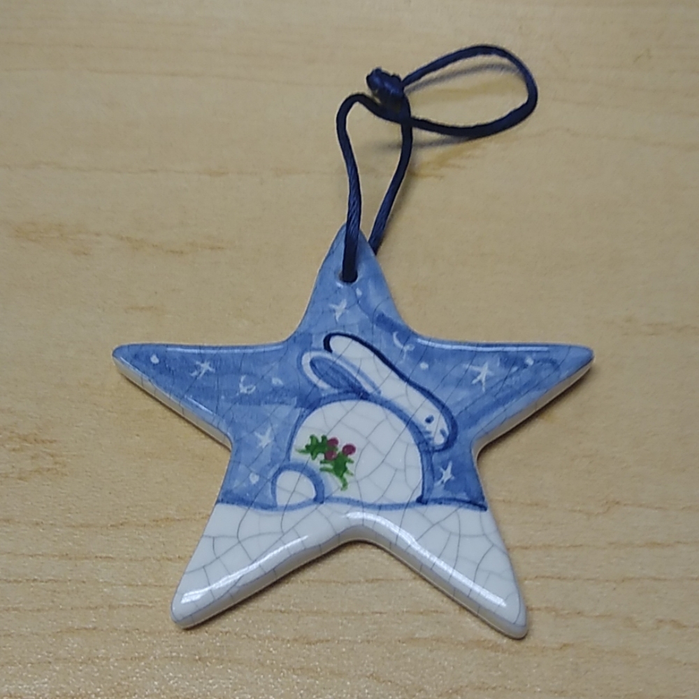 Dedham Pottery star Christmas ornament